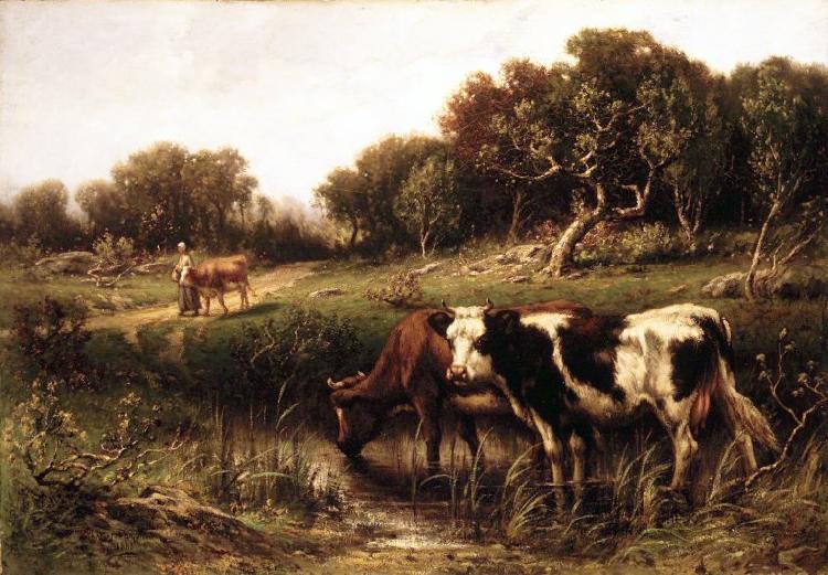 unknow artist Cattle in a Pool Spain oil painting art